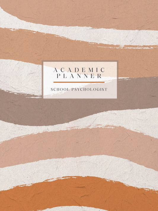 Hardcover Textured Tan Brushstrokes July 2023-June 2024 School Psychologist Academic Planner | Stay Organized and Efficient