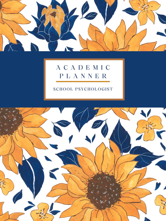 Hardcover Navy Sunflower 23-24 School Psychologist Academic Appointment Planner